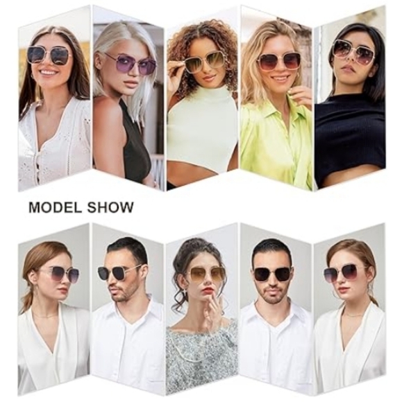 Oversized Square Metal Frame Sunglasses Flat Lens SJ1146 Green - Picture 4 of 5